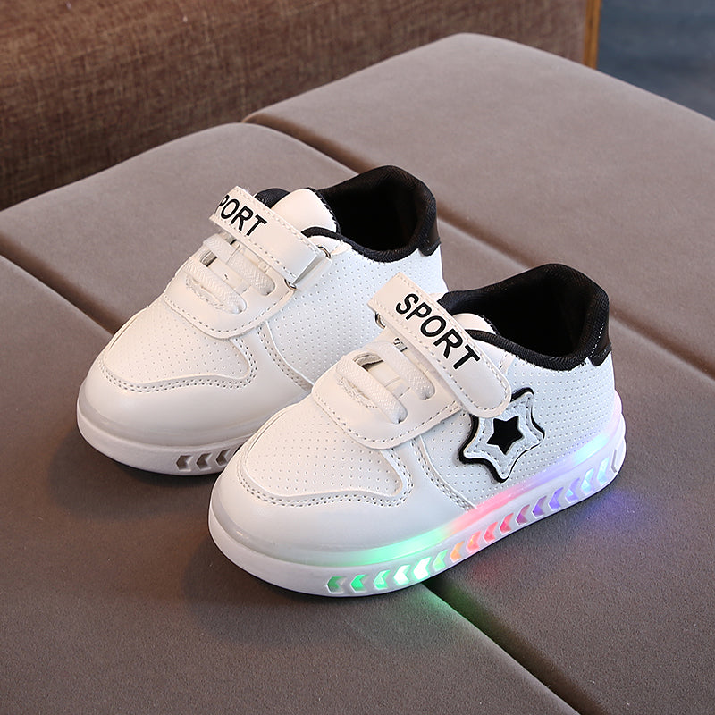 Kids LED Light-Up Shoes, Laced Running Sneakers for Boys/Girls - Glowing Casual Sports Footwear