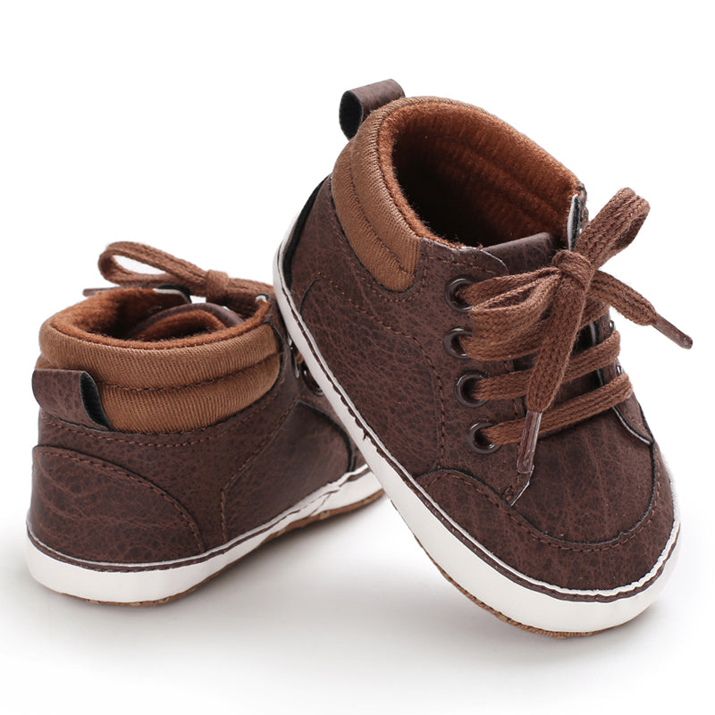 Newborn Baby Boys Soft Sole High Top Sneakers, Comfortable Infant Walking Shoes