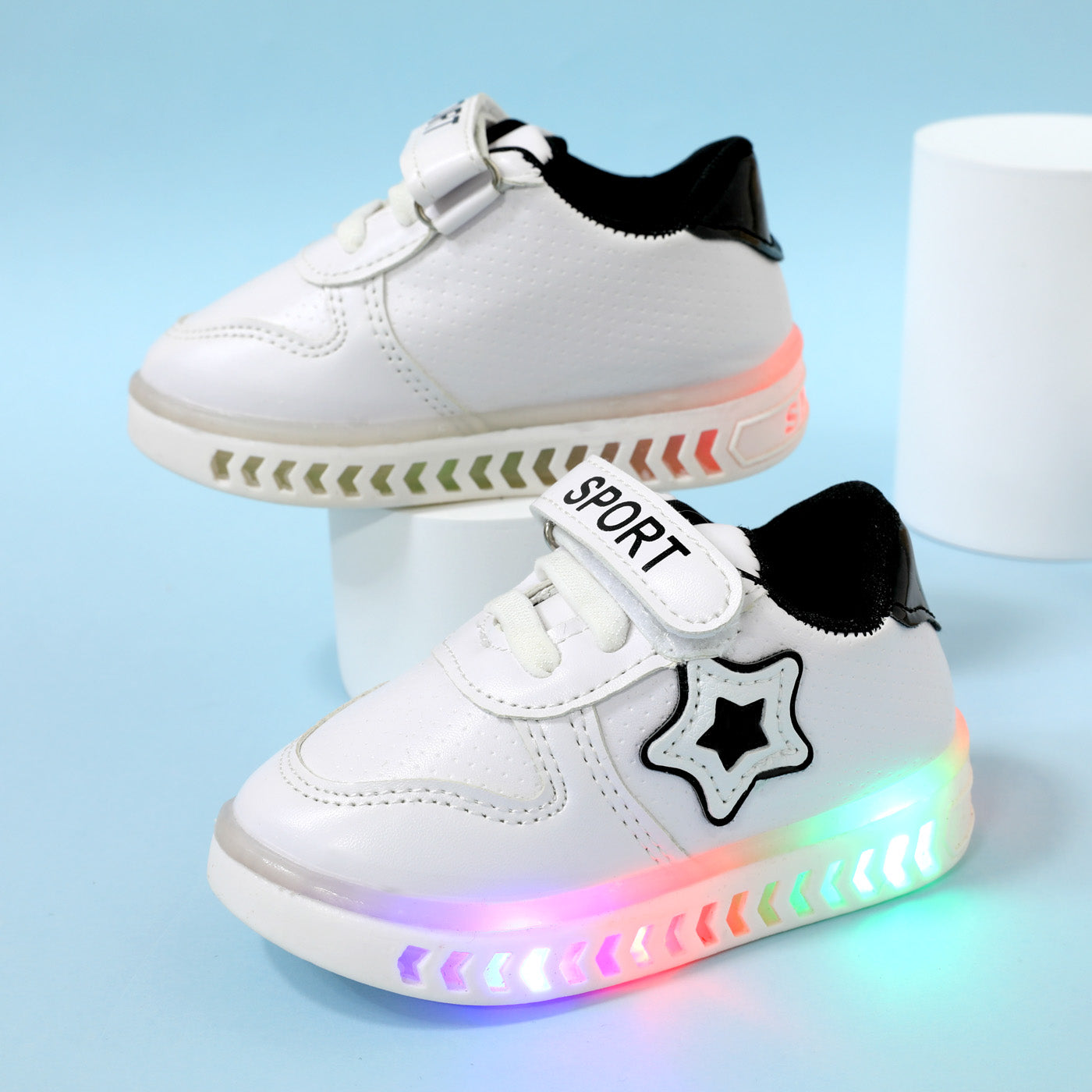 Kids LED Light-Up Shoes, Laced Running Sneakers for Boys/Girls - Glowing Casual Sports Footwear