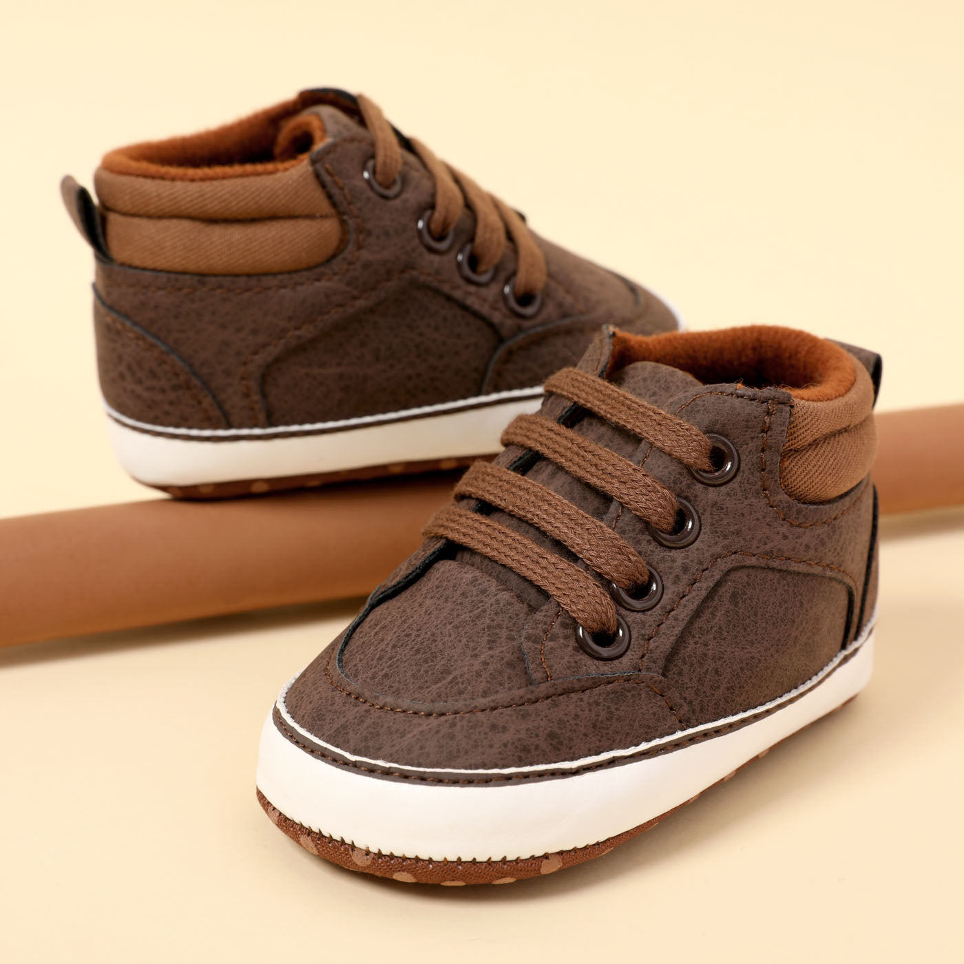 Newborn Baby Boys Soft Sole High Top Sneakers, Comfortable Infant Walking Shoes