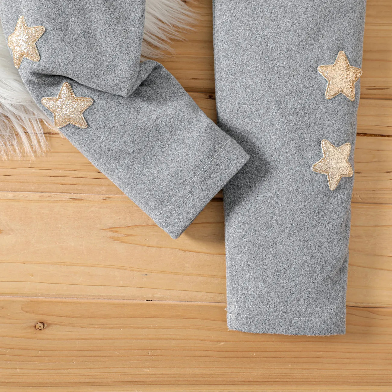 Kid Girl Glitter Stars Embroidered Elasticized Leggings