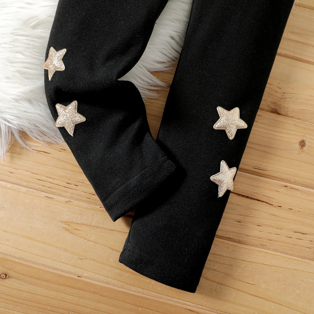 Kid Girl Glitter Stars Embroidered Elasticized Leggings