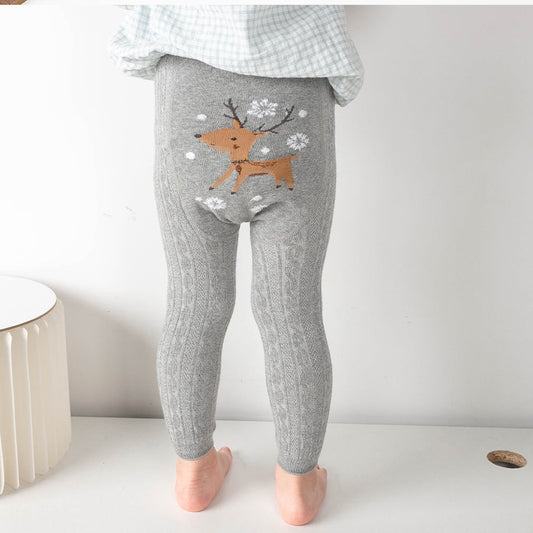 Little Girls Cartoon Deer Leggings