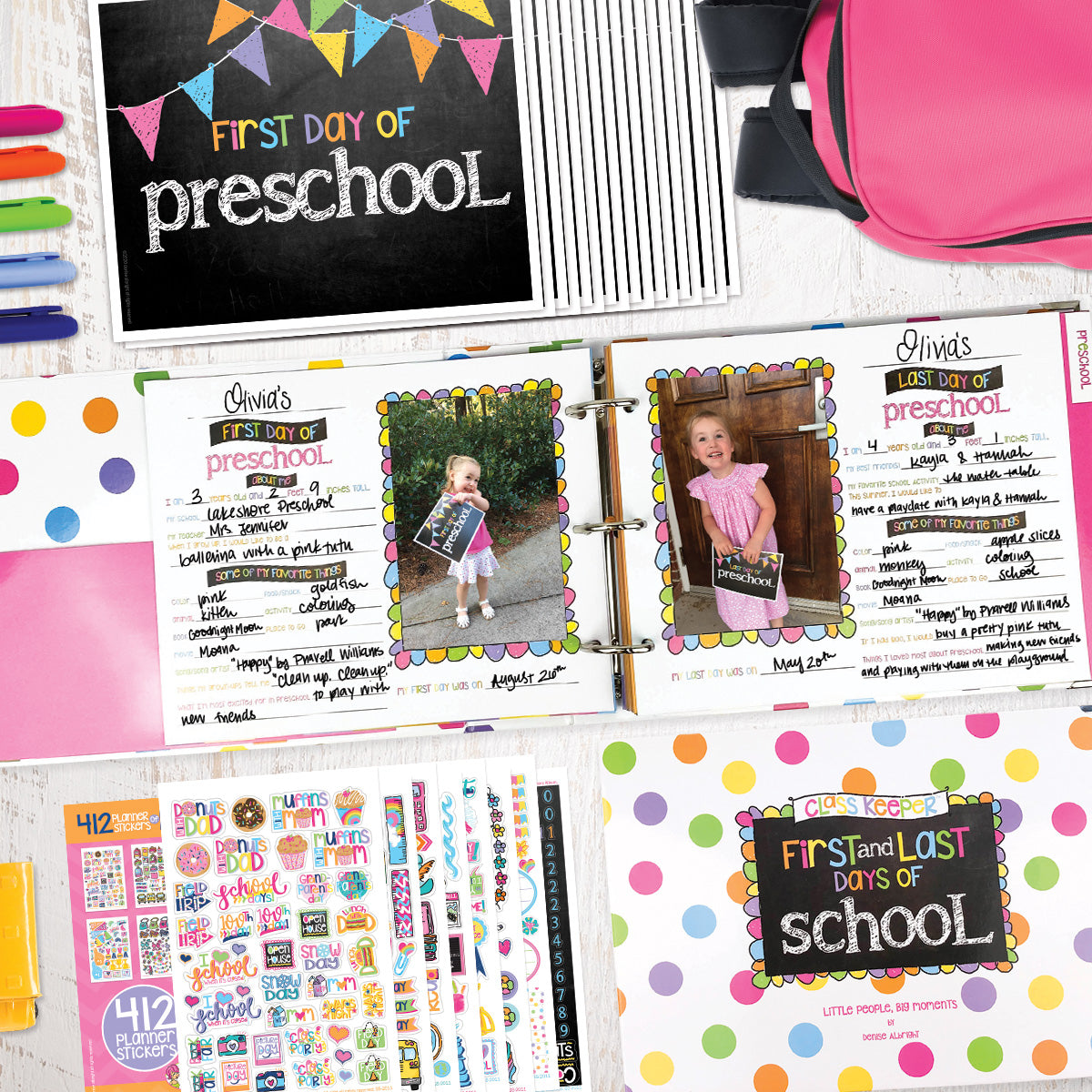 Mom Must-Have School Keepsake Kit | Class Keeper® + Photo Prop Deck + School Stickers