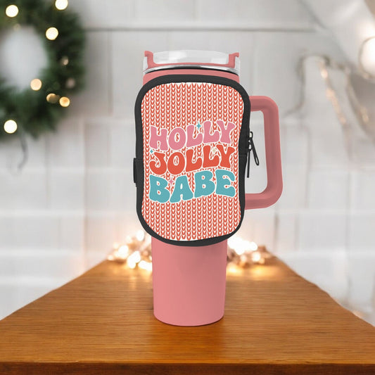 Holly Jolly Babe Zippered Pouch/Bag For 40oz Tumbler