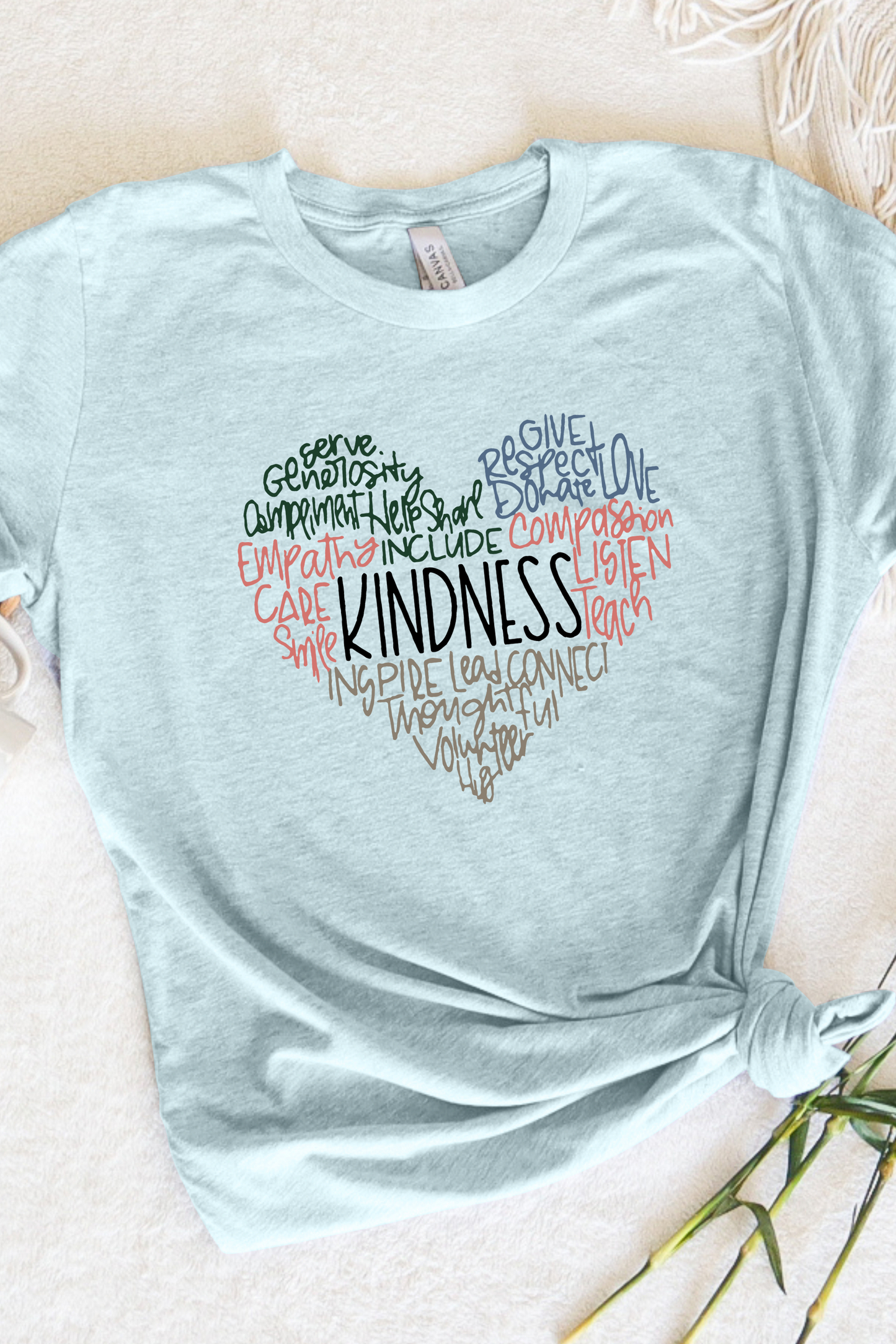 KINDNESS COLORED HEART TEE(BELLA CANVAS)