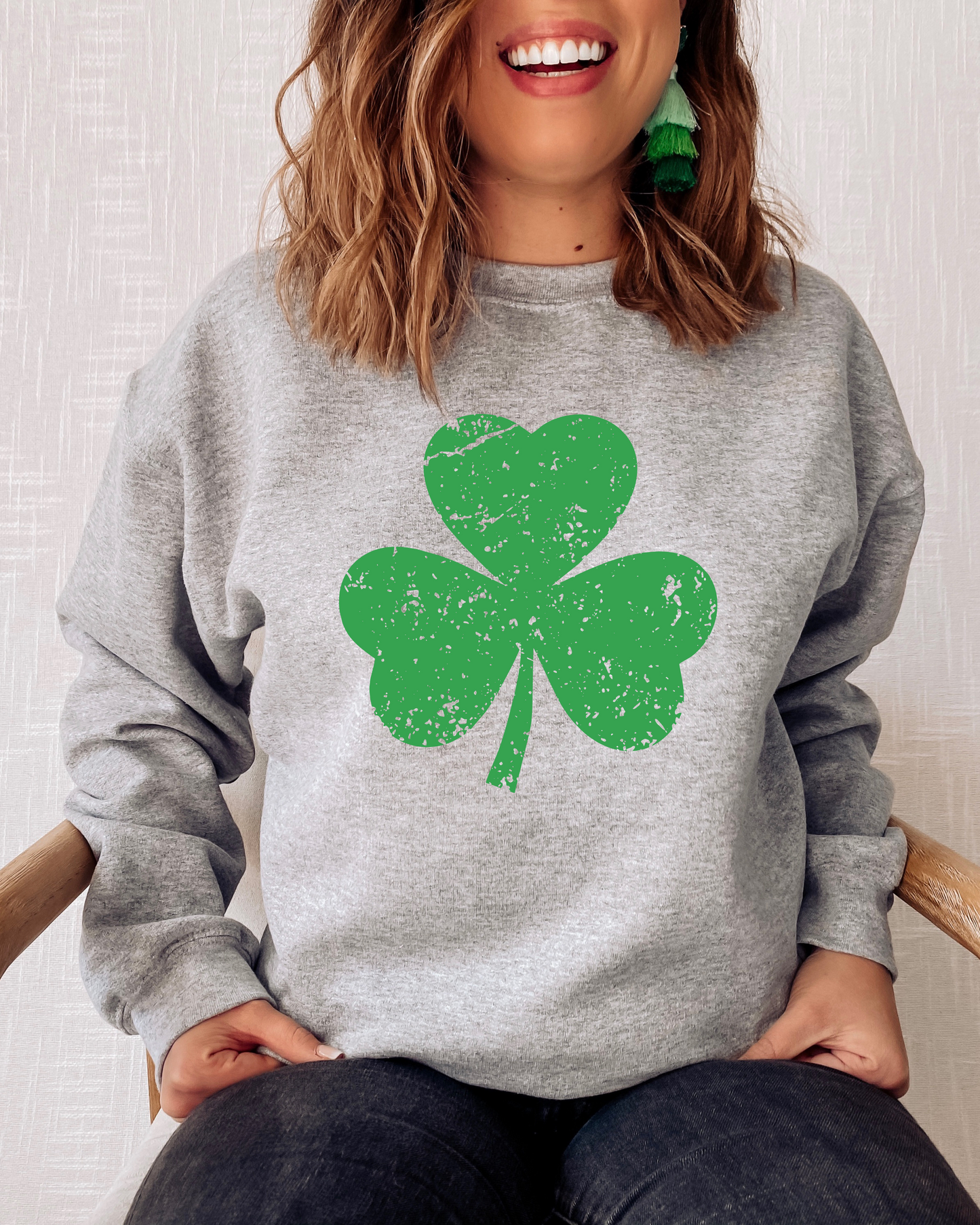 DISTRESSED SHAMROCK SWEATSHIRT