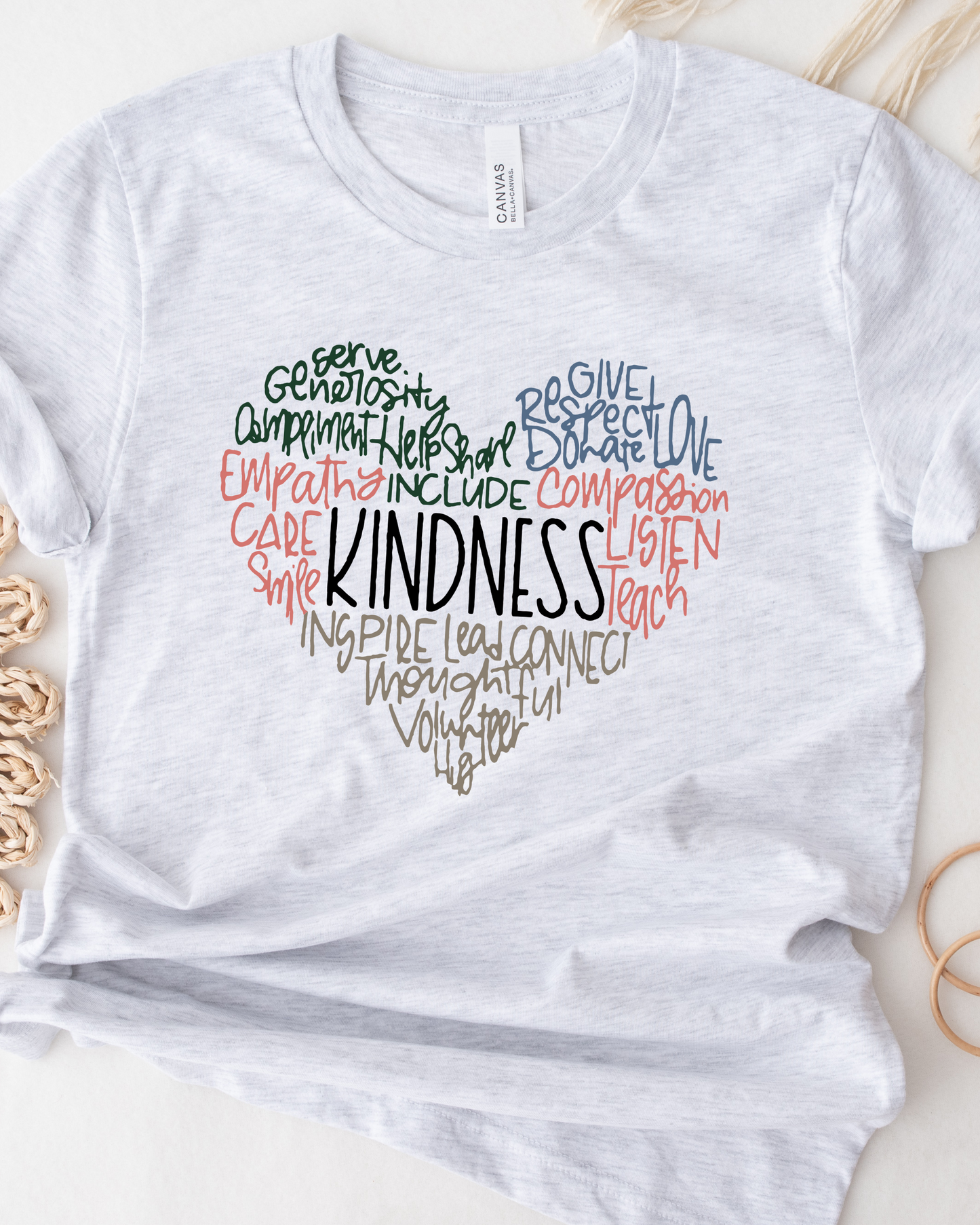 KINDNESS COLORED HEART TEE(BELLA CANVAS)