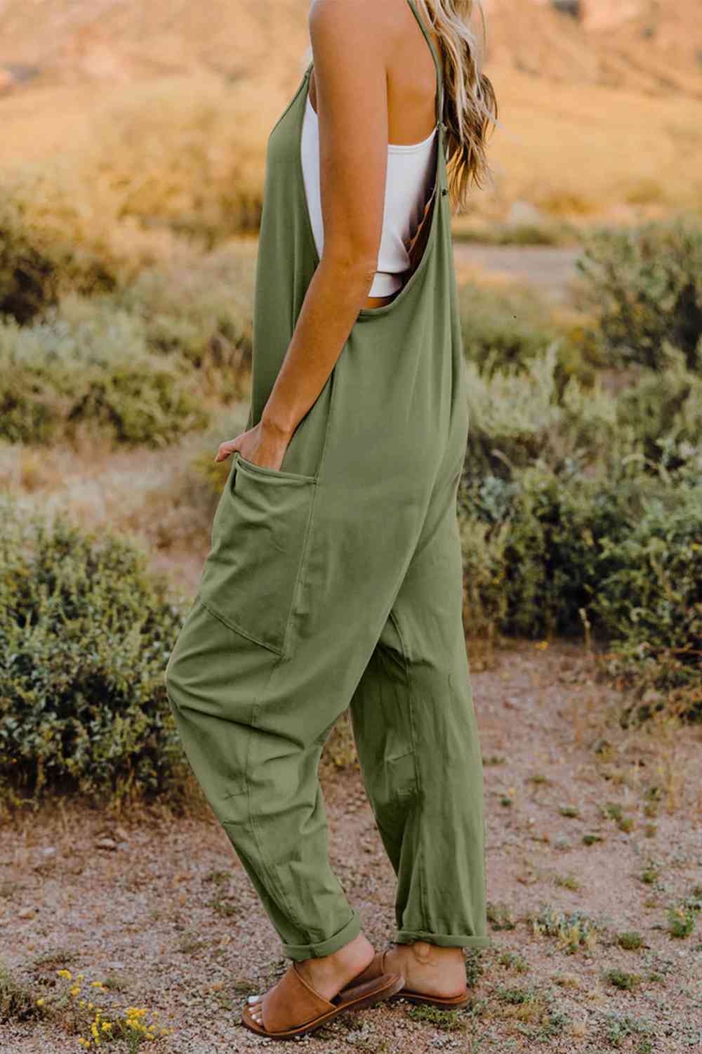 Double Take  V-Neck Sleeveless Jumpsuit with Pocket